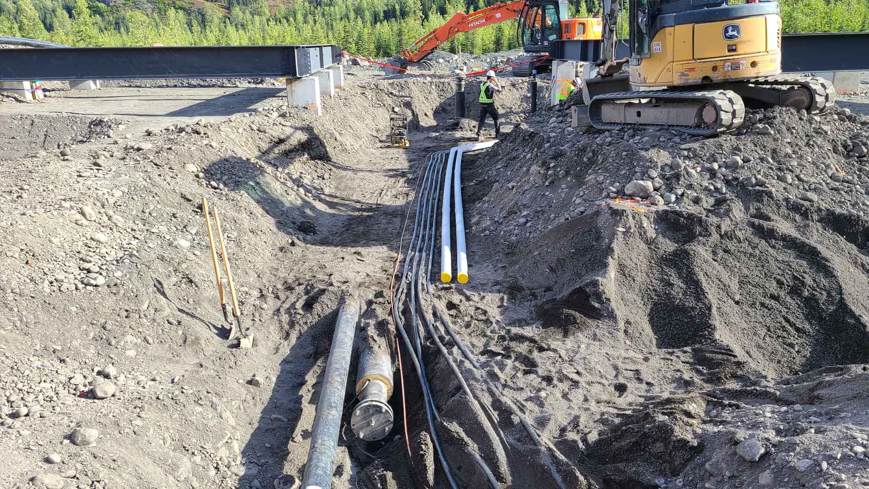 Variety of lines and piping being laid