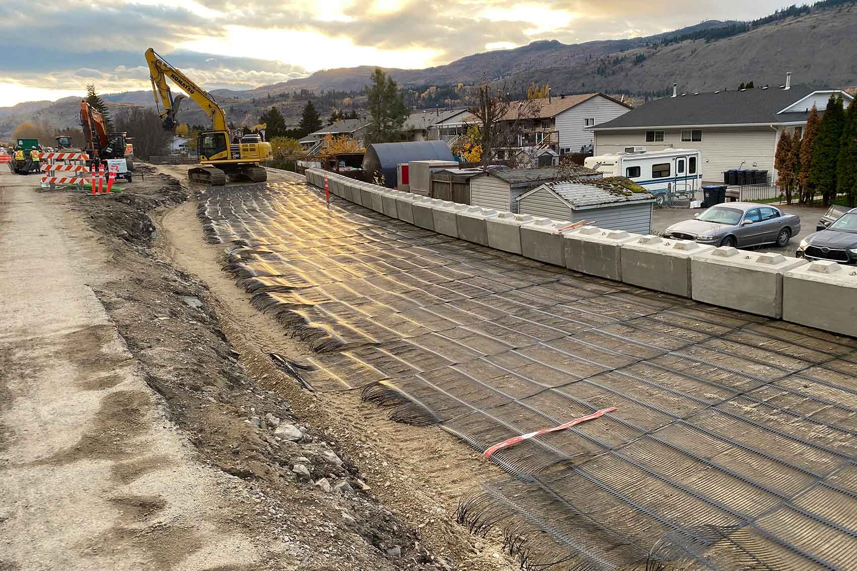 The highway 1 expansion work site at sunset