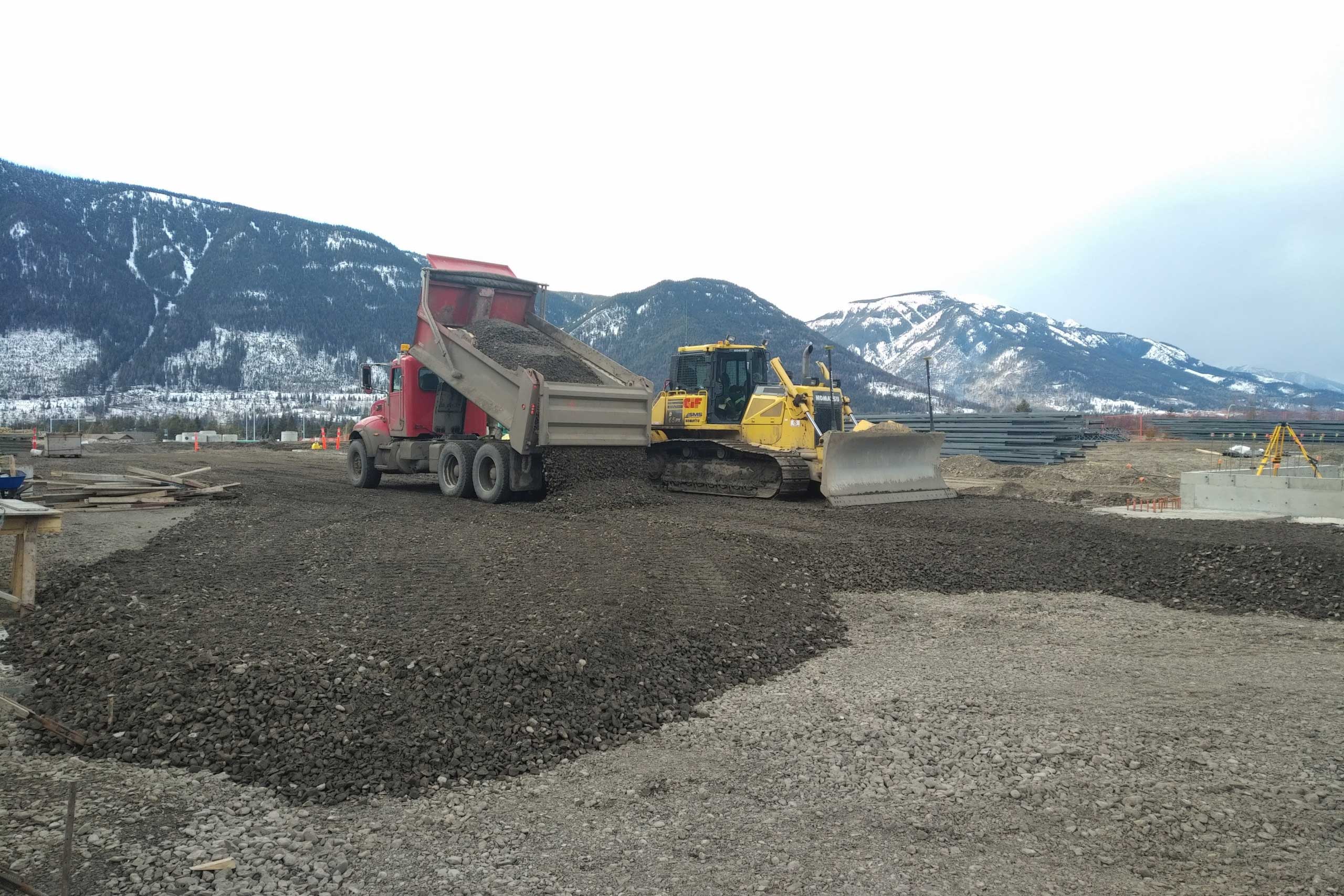 Loader and dump truck at the Komatsu Manufacturing Plant