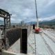 Crane operating on site